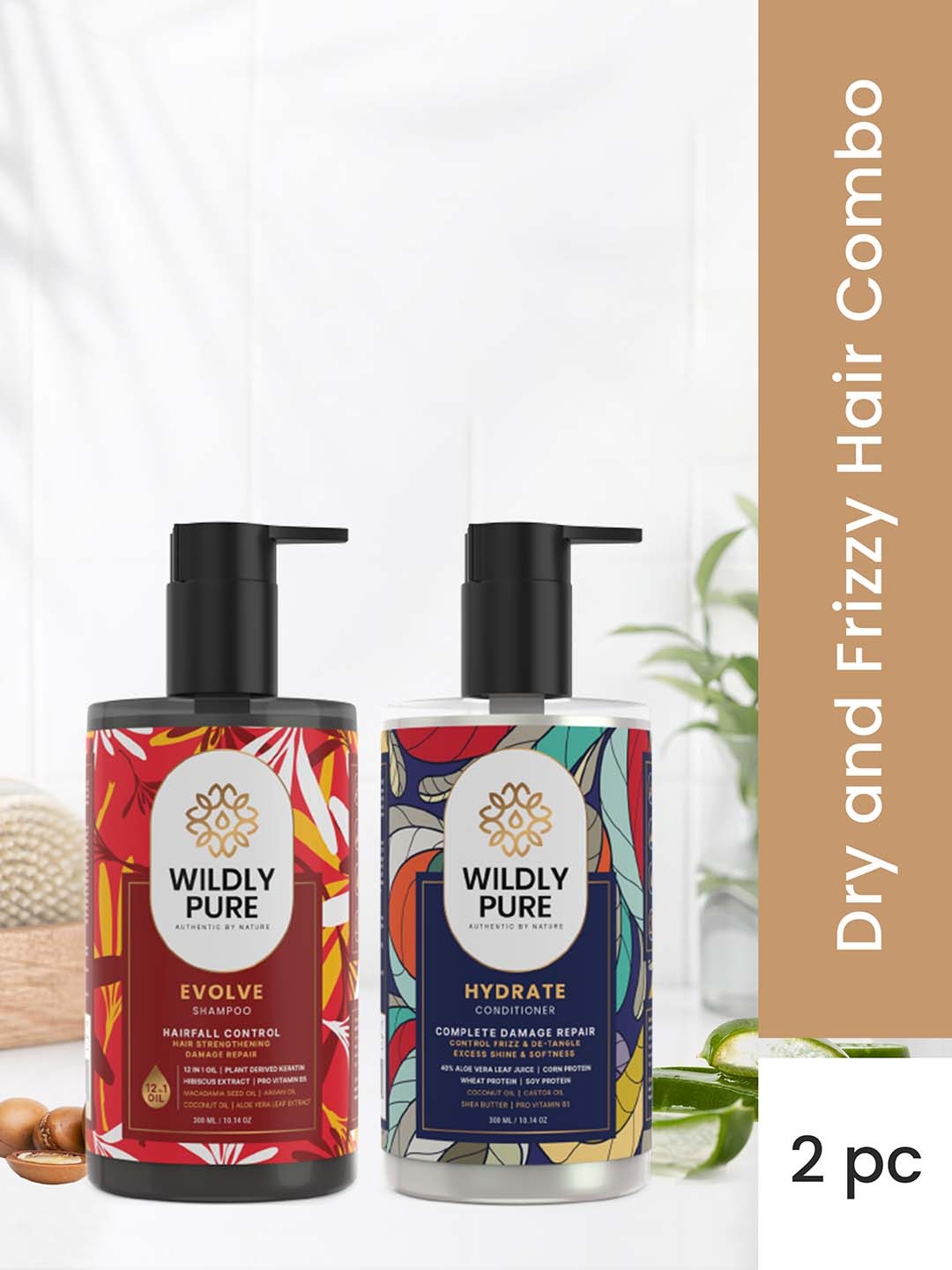 

Wildly Pure Set Of 2 Hair Fall Shampoo & Conditioner 300ml each, Red