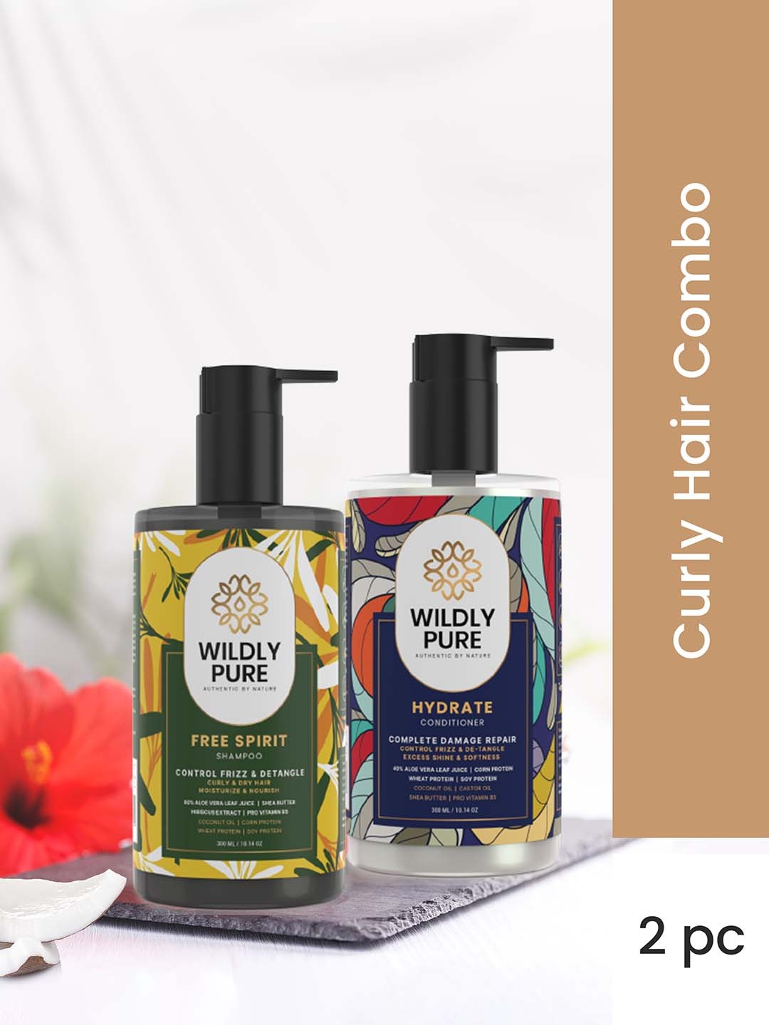 

Wildly Pure Set of 2 Curl Definition Shampoo & Conditioner 300ml each, Blue