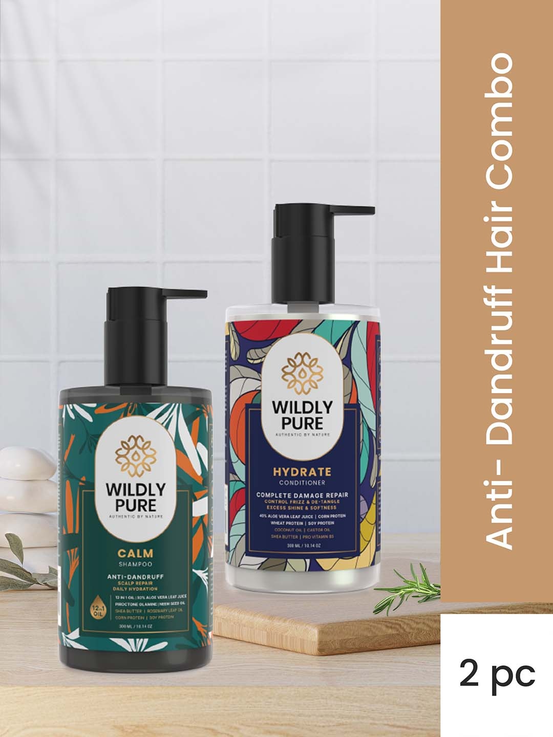 

Wildly Pure Set of 2 Anti Dandruff Shampoo & Conditioner 300ml each, Green