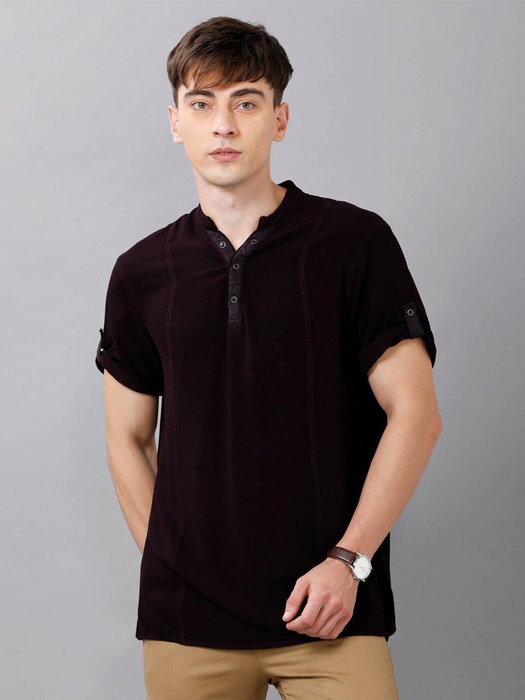 

IDENTITI Men Maroon Slim Fit Solid Casual Shirt