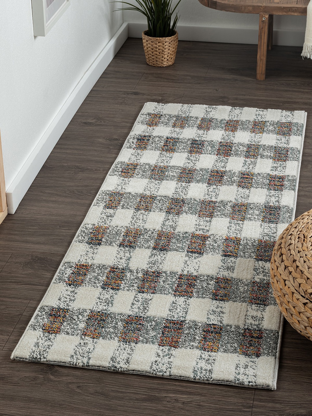 

OBSESSIONS Cream-Coloured Geometric Floor Runner