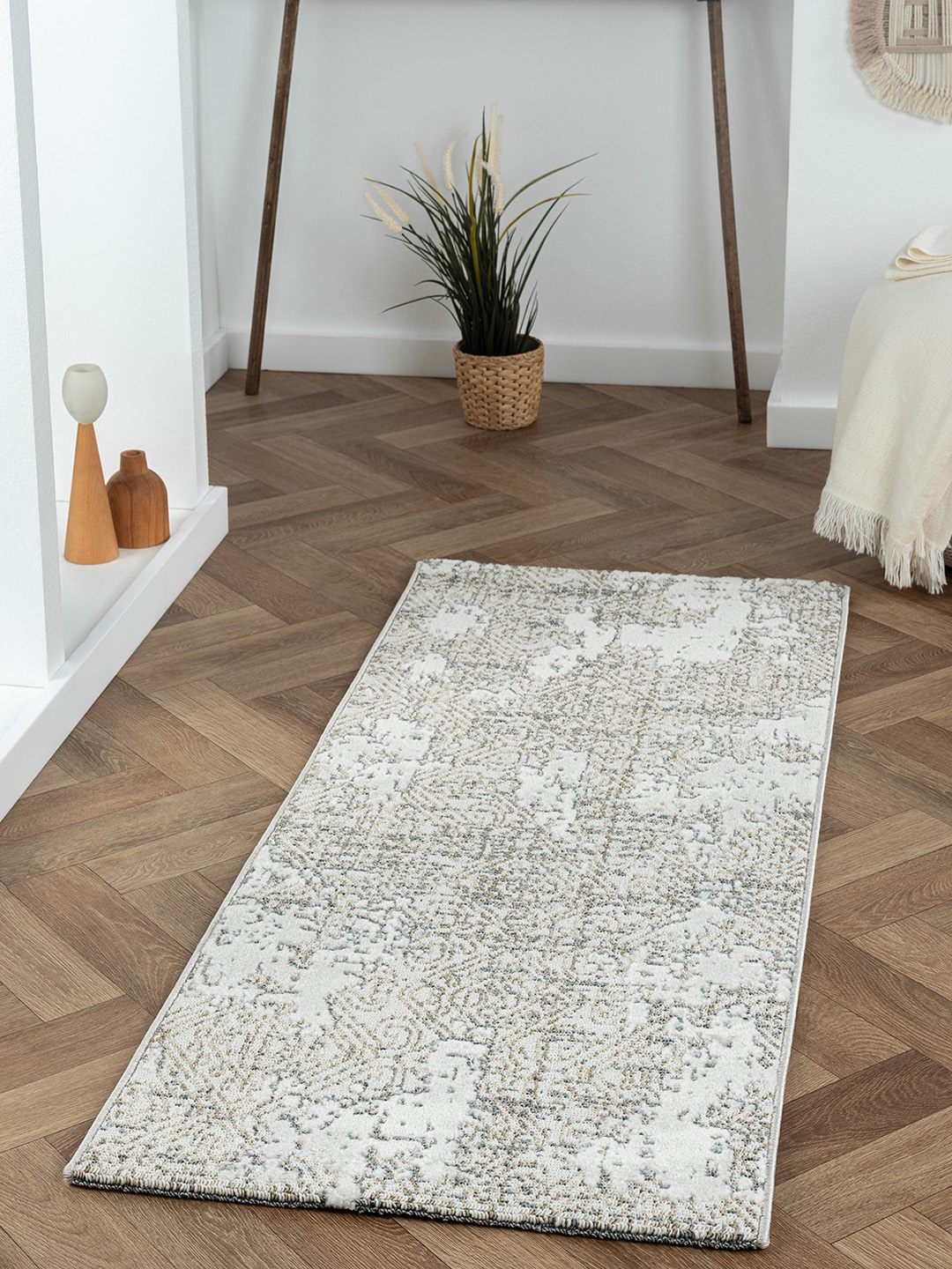 

OBSESSIONS Cream-Coloured Textured Anti-Static Floor Runners