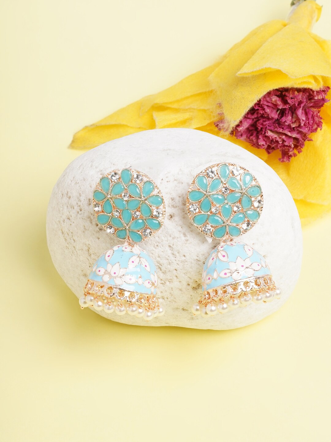 

DIVA WALK Contemporary Jhumkas Earrings, Turquoise blue