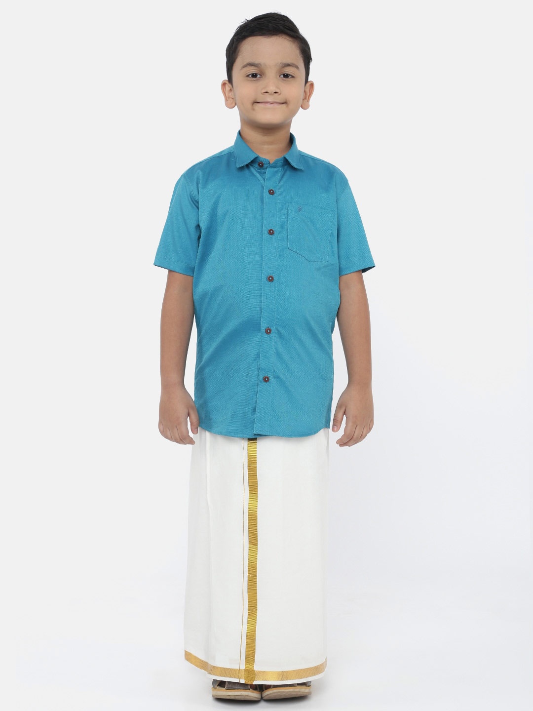 

Ramraj Boys Blue & White Shirt with Dhoti