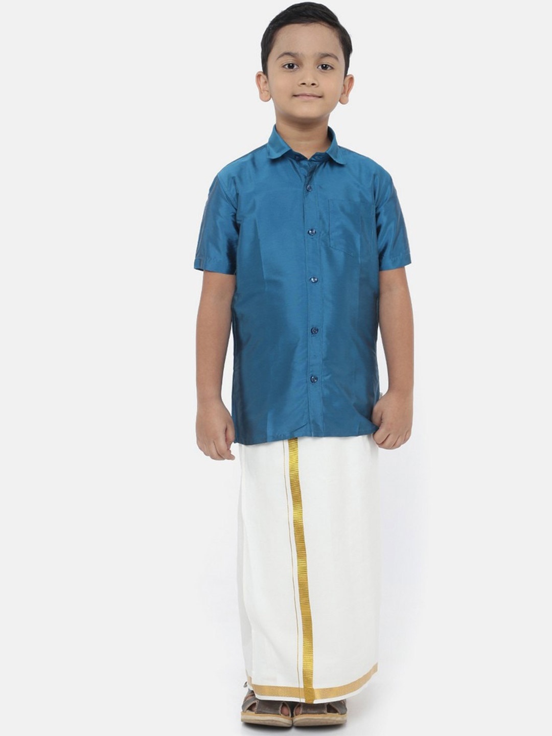 

Ramraj Boys Blue & White Shirt with Dhoti