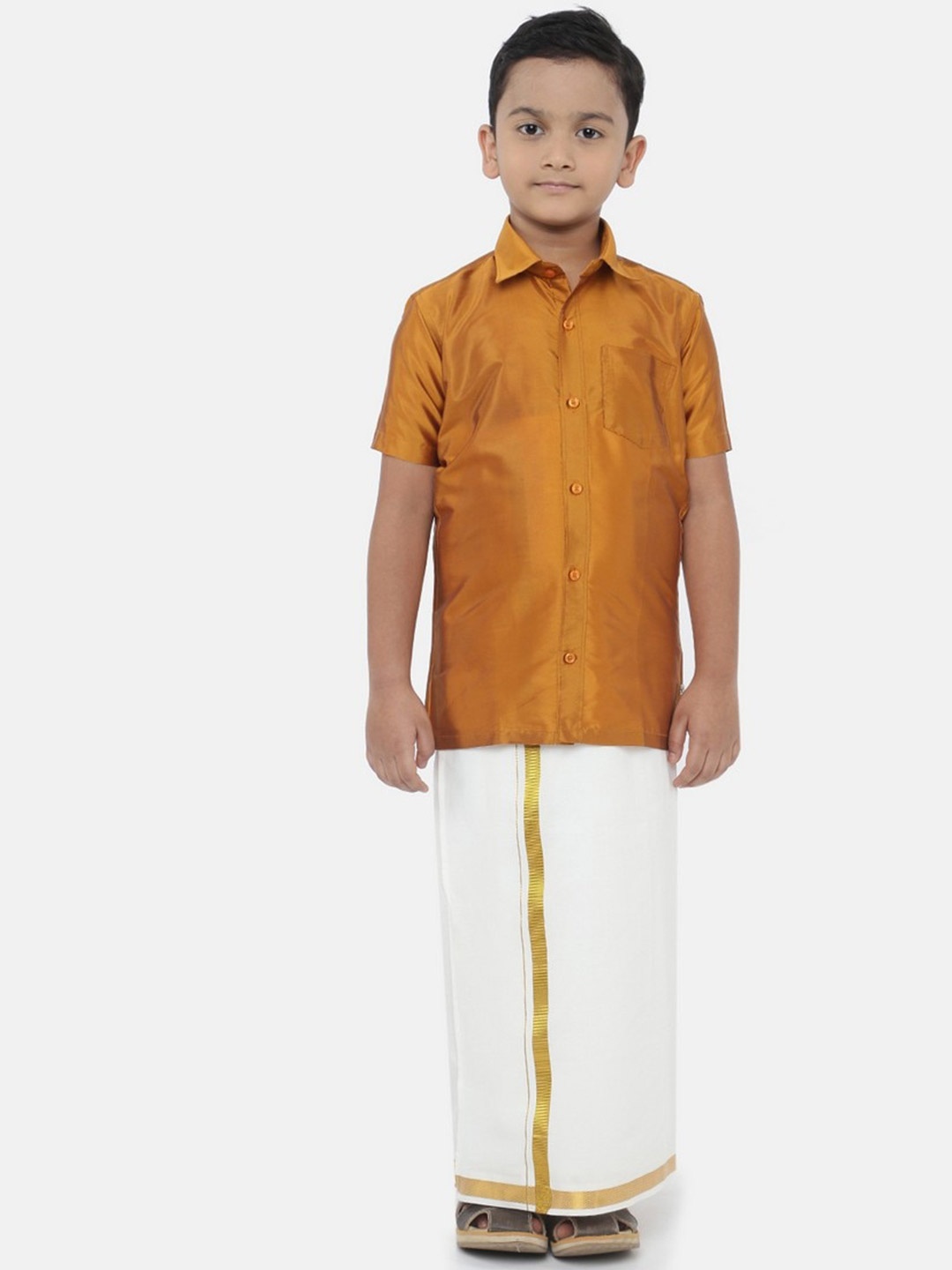 

Ramraj Boys Yellow & White Shirt with Dhoti