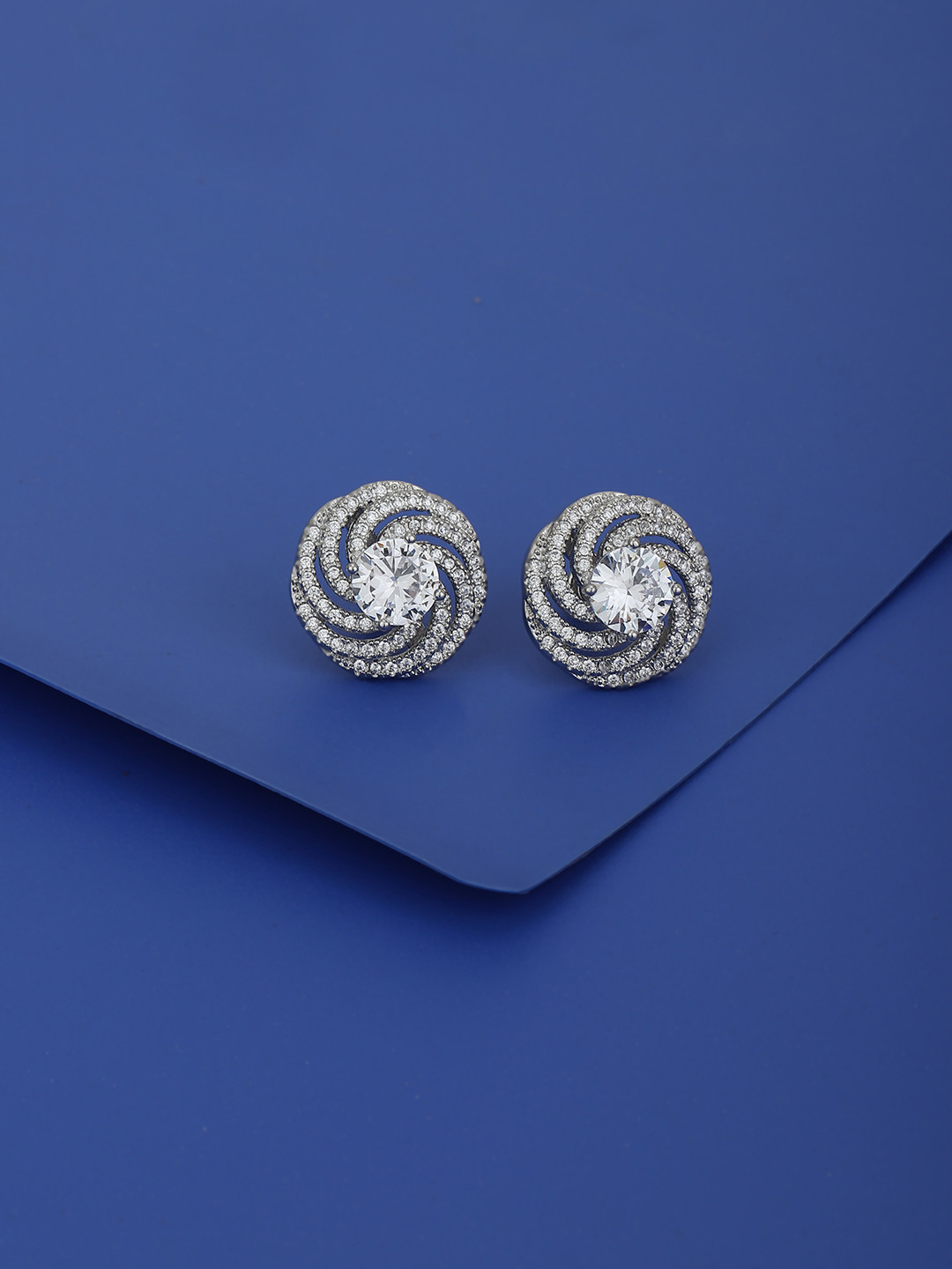 

Carlton London Women Silver-Toned Circular Studs Earrings