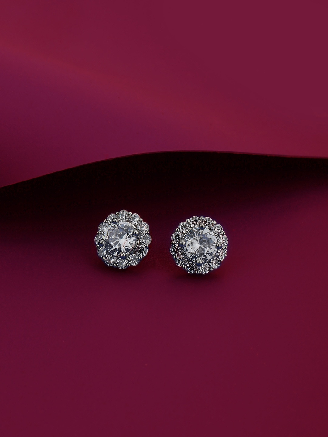 

Carlton London Women Silver-Toned Circular Studs Earrings