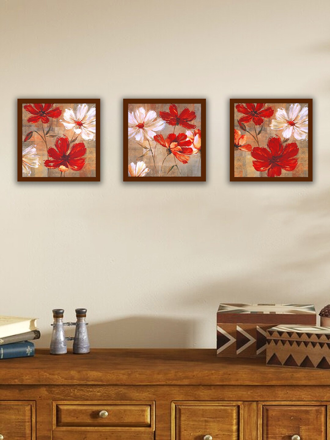 

Art Street Red Set Of 3 Painted Wall Art