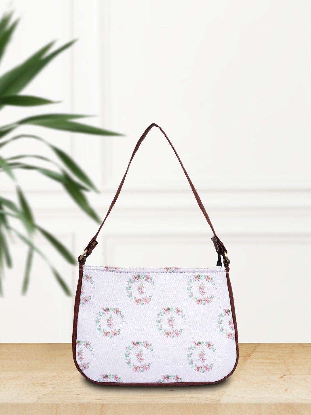 

Crazy Corner White Floral Printed Oversized Structured Shoulder Bag