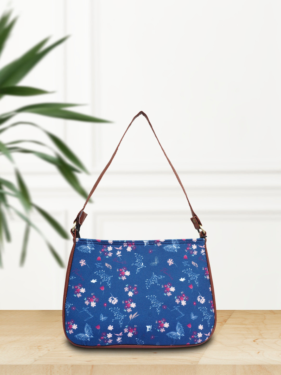 

Crazy Corner Floral Printed Oversized Structured Shoulder Bag, Navy blue