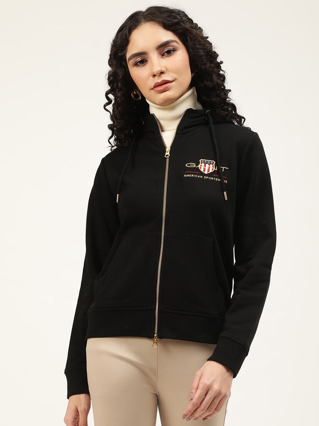

GANT Mock Collar Cotton Sweatshirt, Black