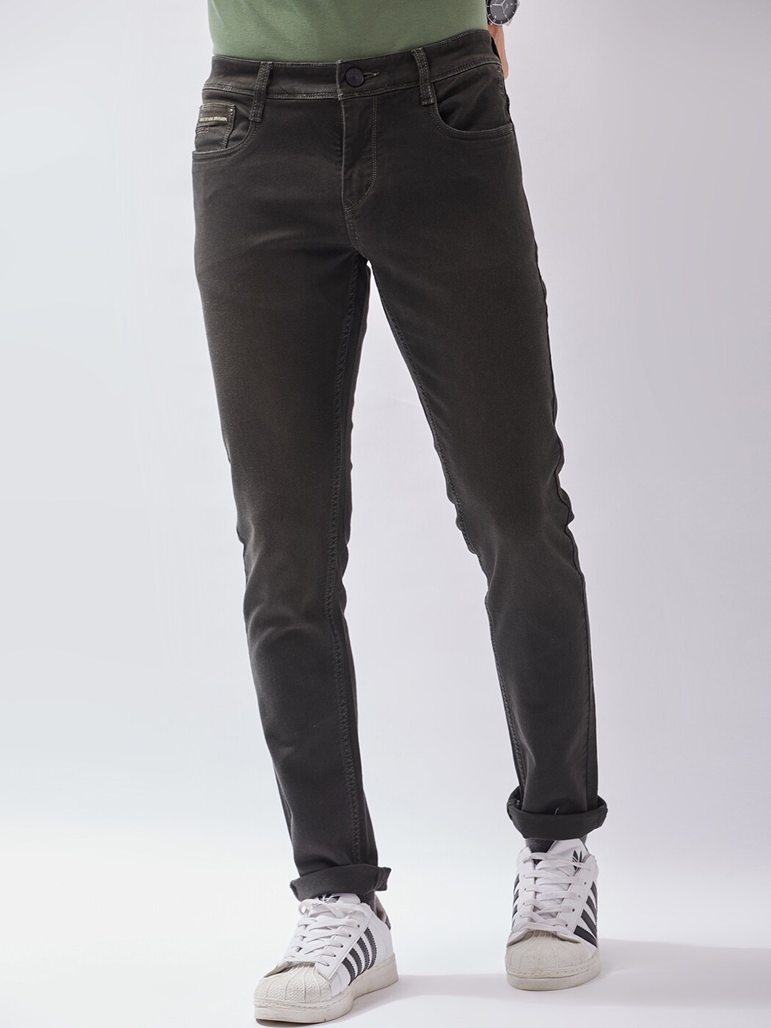 

Oxemberg Men Olive Green Lean Slim Fit Jeans