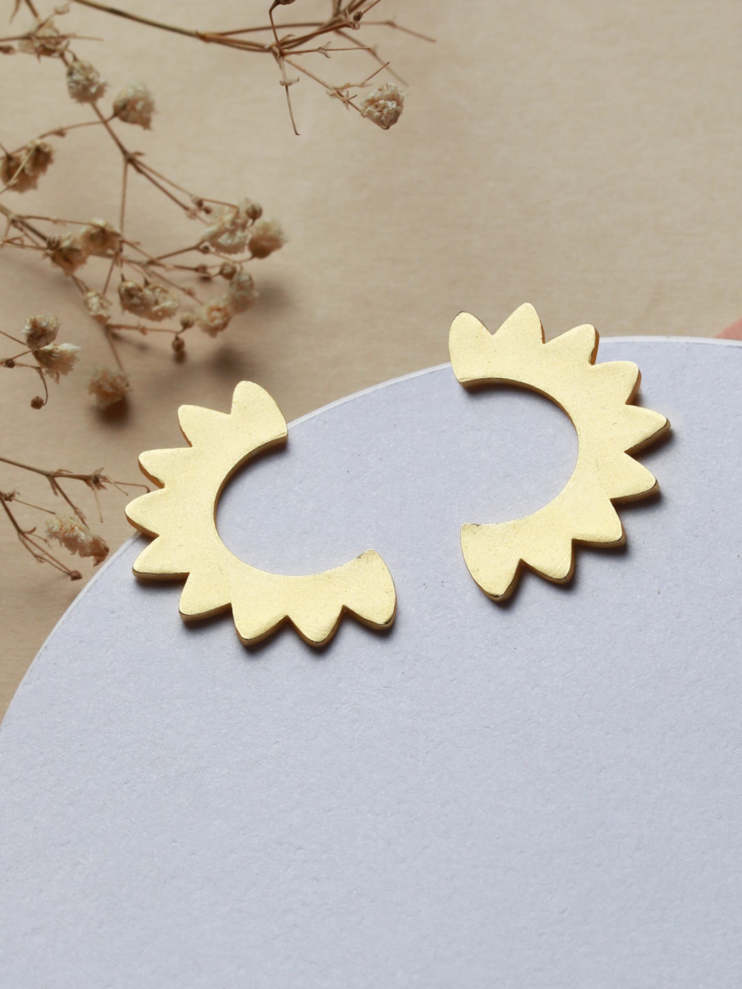 

Priyaasi Gold-Plated Half-Sun Contemporary Studs Earrings