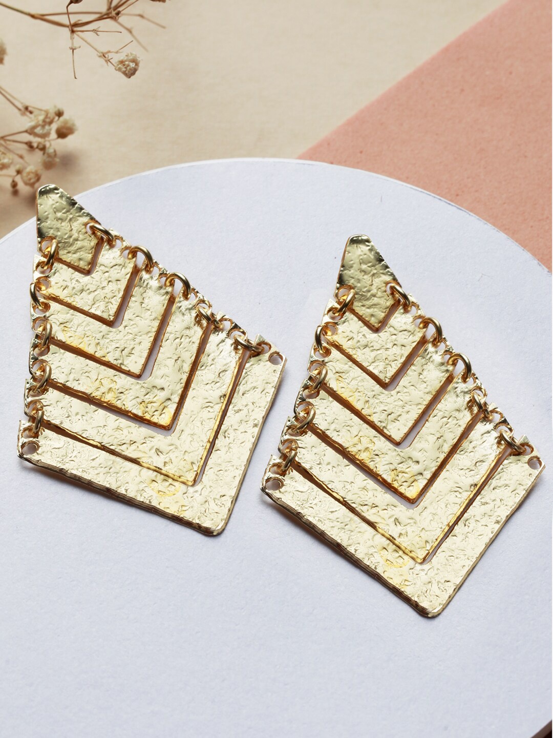 

Priyaasi Gold-Toned Contemporary Drop Earrings