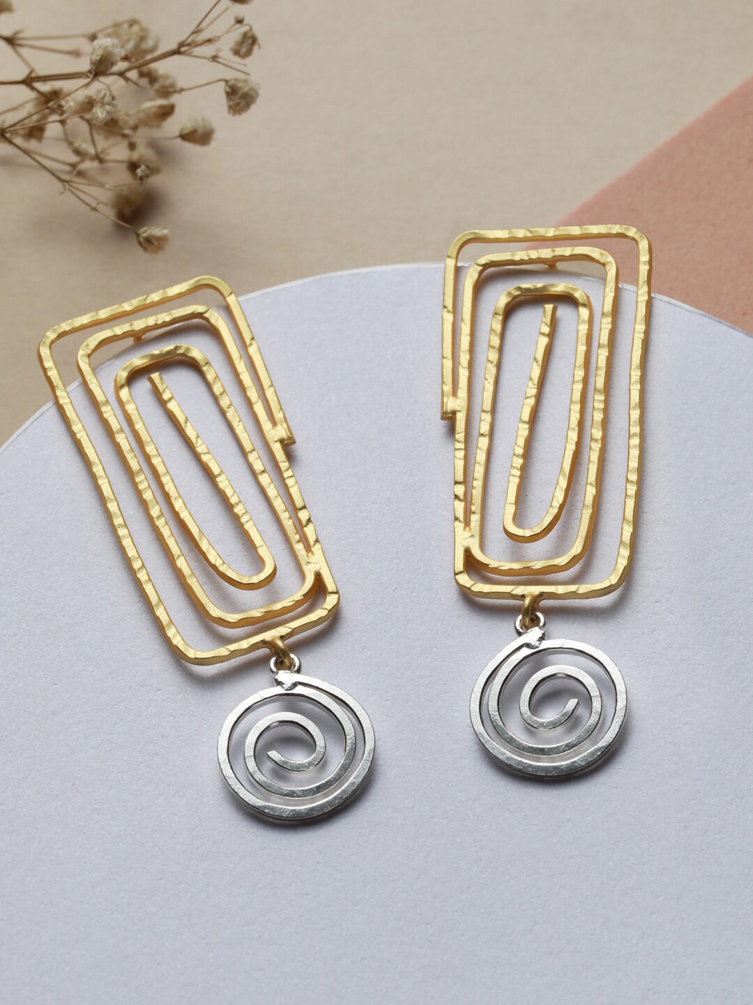 

Priyaasi Gold-Toned Contemporary Gold-Plated Drop Earrings