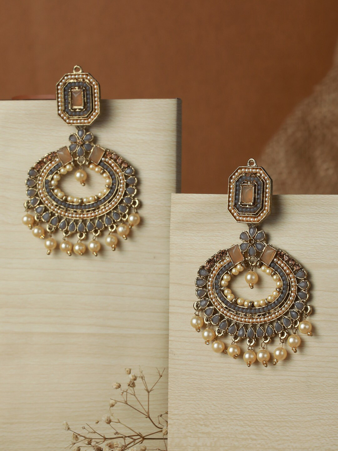 

Priyaasi Gold-Toned Contemporary Gold-Plated Drop Earrings