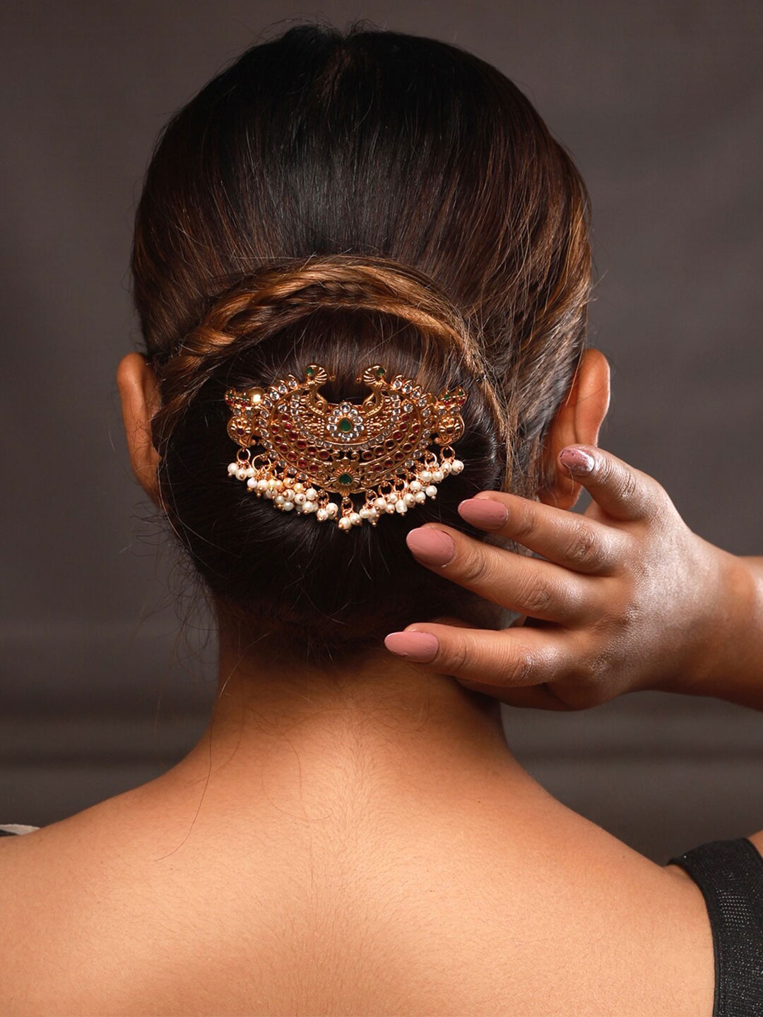 

Priyaasi Women White & Green Embellished French Barrette