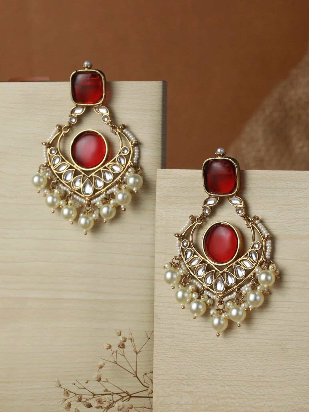 

Priyaasi Gold-Toned Contemporary Gold-Plated Drop Earrings