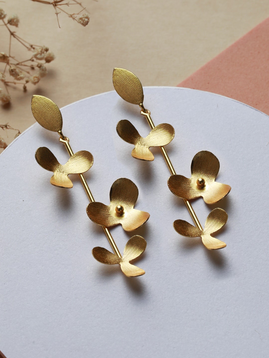 

Priyaasi Gold-Toned Contemporary Gold-Plated Drop Earrings
