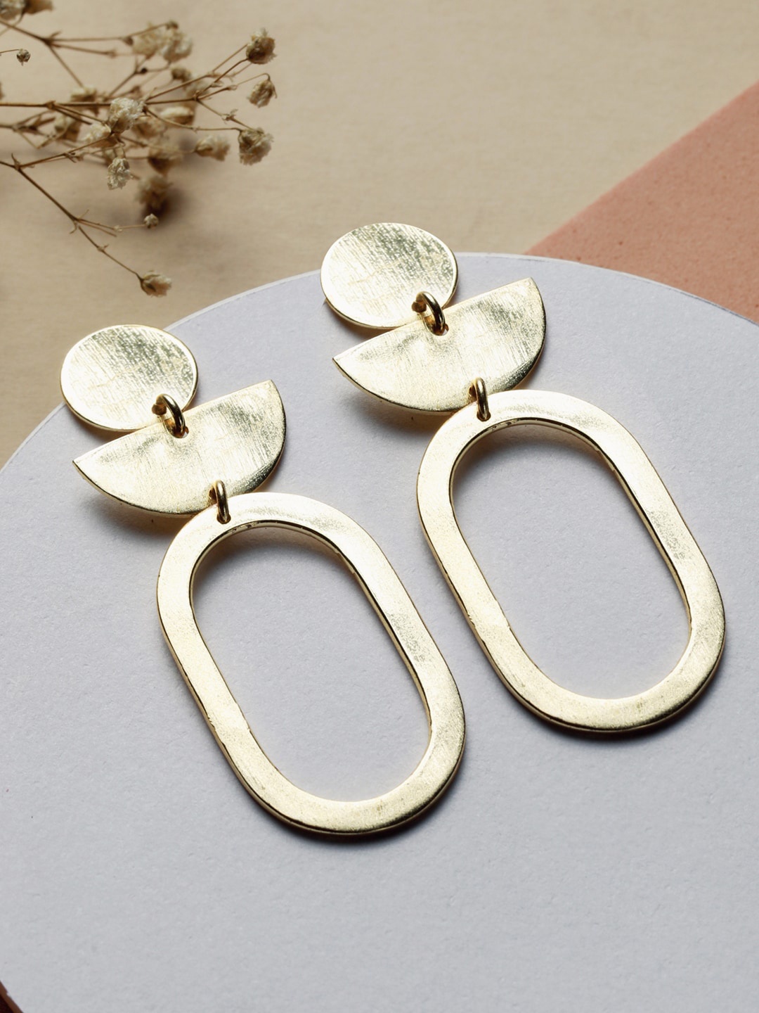 

Priyaasi Gold-Toned Gold-Plated Geometric Drop Earrings