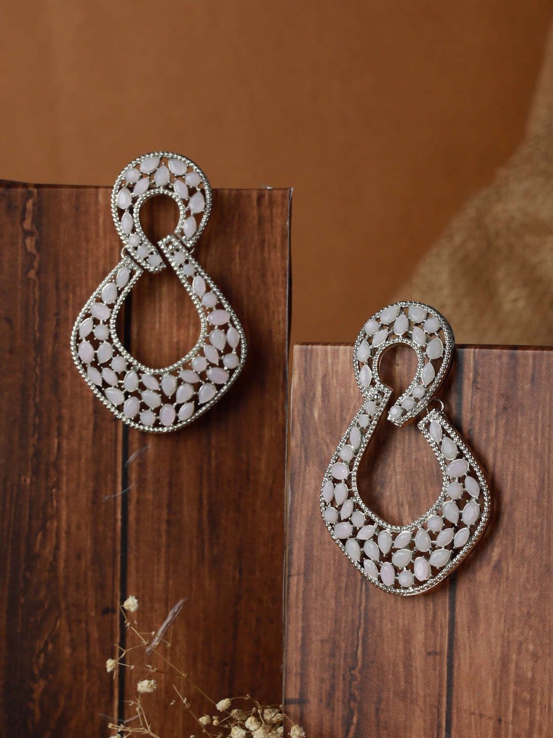 

Priyaasi Silver-Toned Contemporary Silver-Plated Drop Earrings