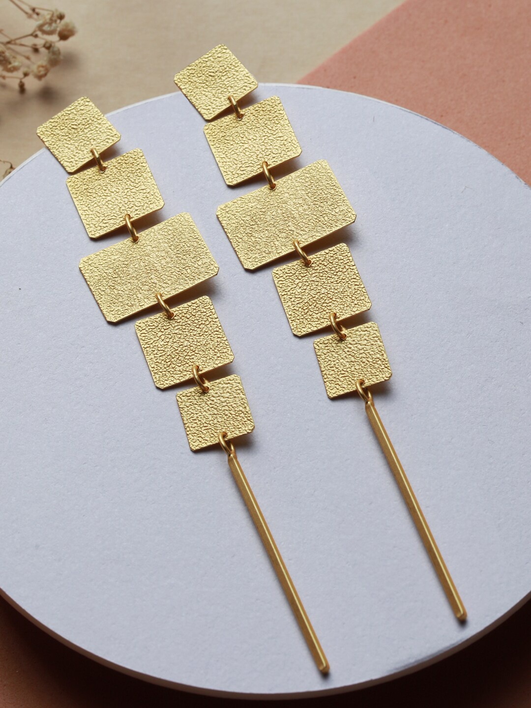 

Priyaasi Gold-Toned Contemporary Gold-Plated Drop Earrings