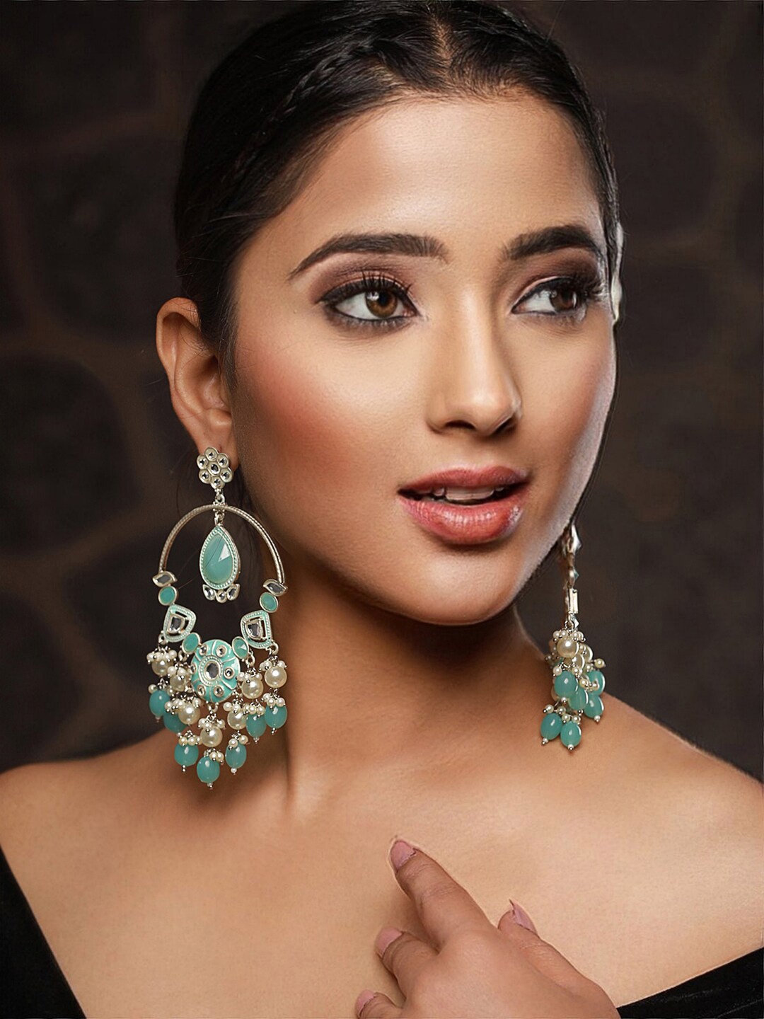 

Priyaasi Blue Contemporary Silver-Plated Drop Earrings