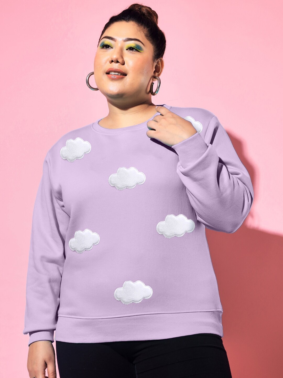 

BEYOUND SIZE - THE DRY STATE Women Purple Printed Sweatshirt