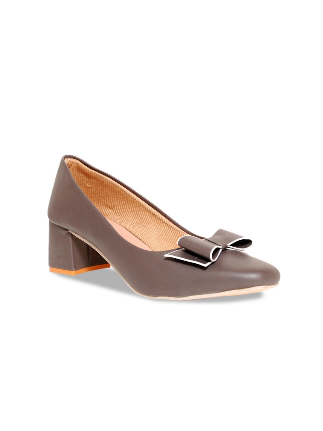 

Glitzy Galz Block Pumps with Bows, Grey