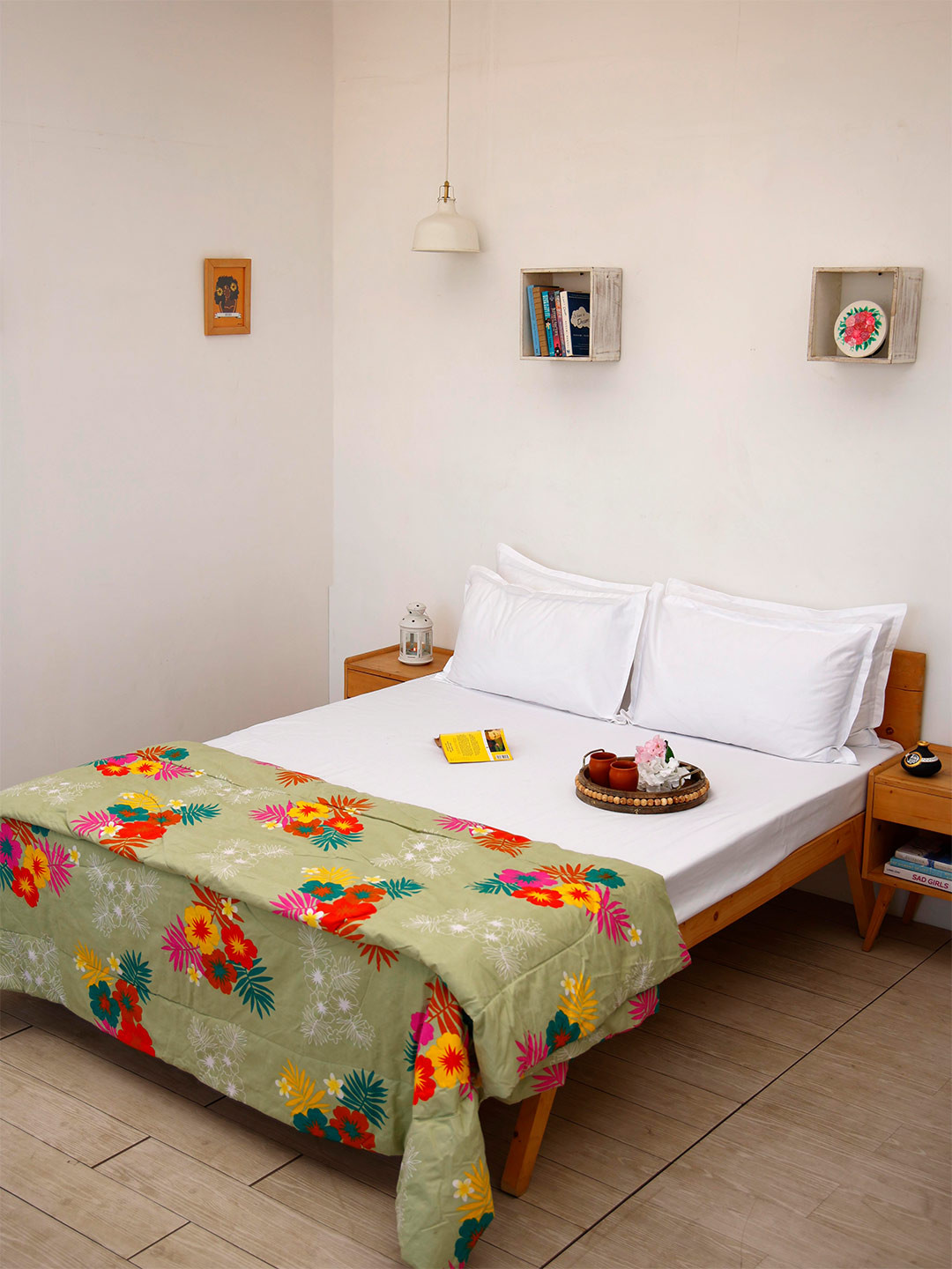 

Ariana Olive Green & Red Floral Microfiber AC Room 120 GSM Double Bed Reversible Comforter