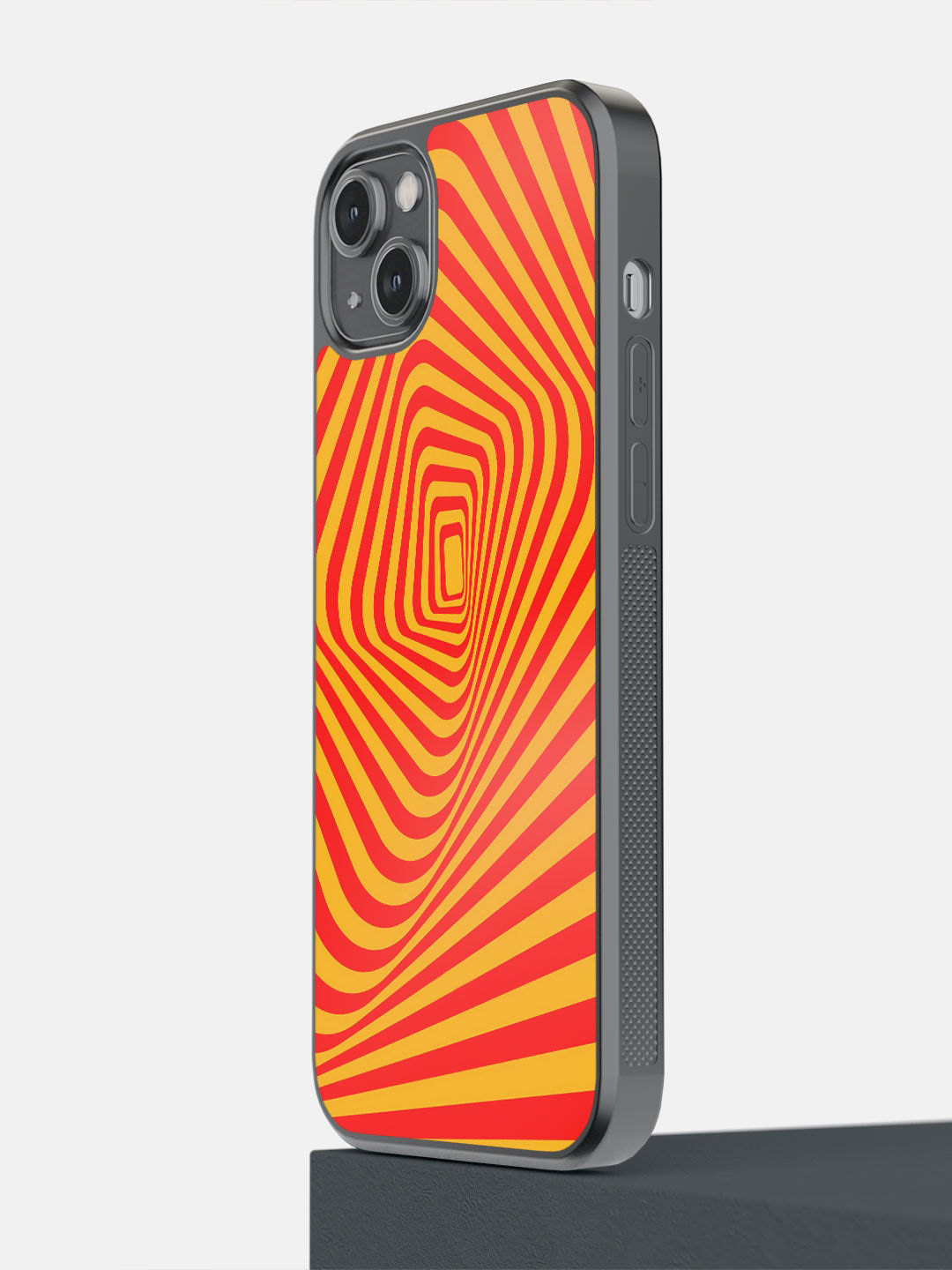 

macmerise Orange & Yellow Abstract Printed iPhone 14 Plus Bumper Back Case, Black
