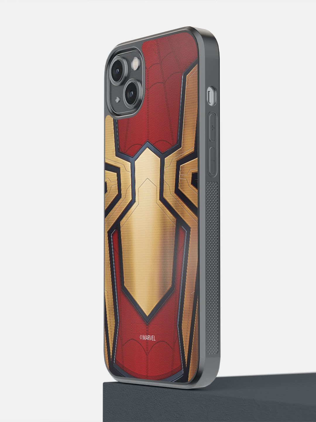 

macmerise Red & Gold Spider-Man Logo Printed iPhone 14 Plus Bumper Back Case, Black