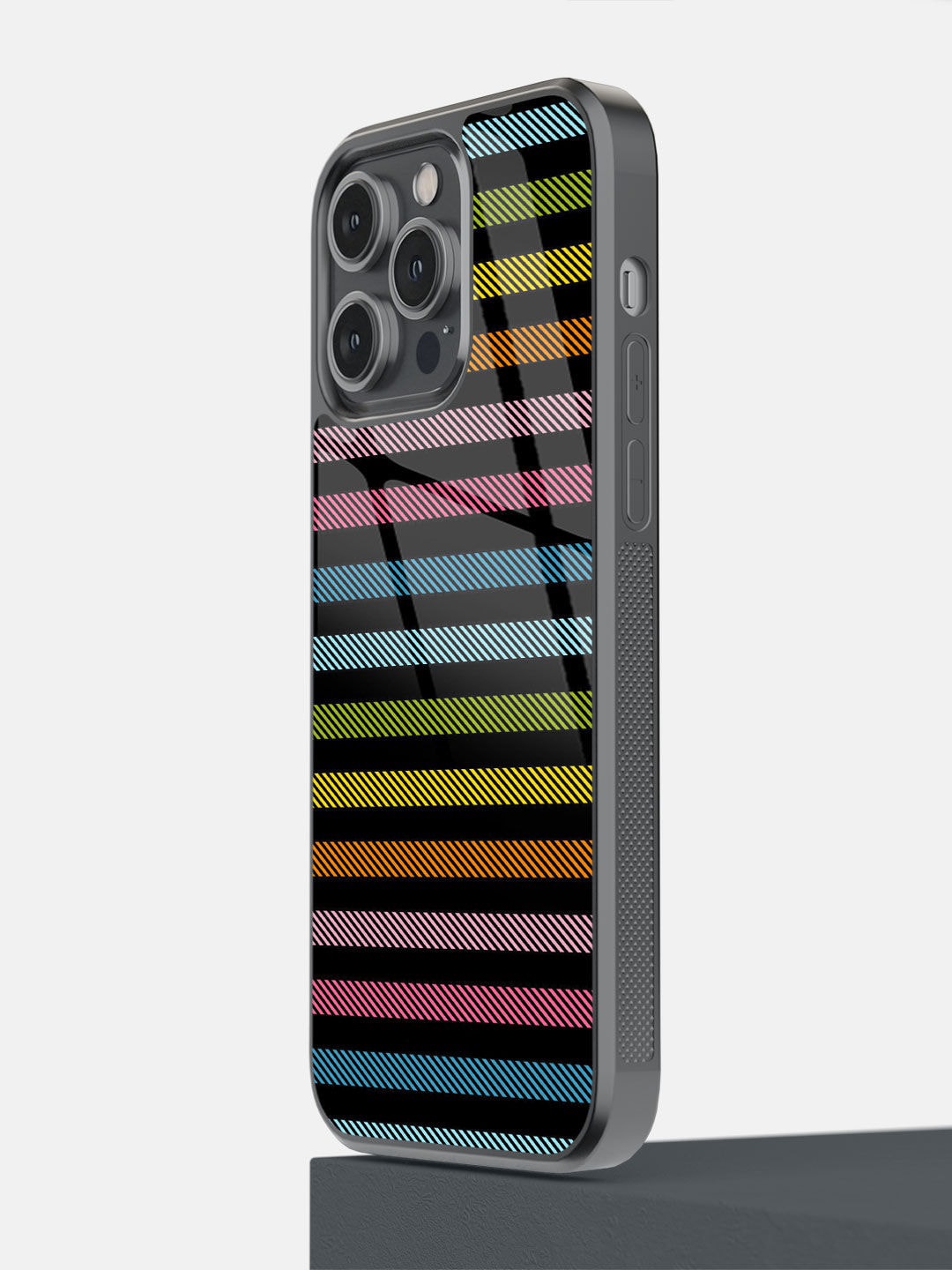 

macmerise Black & Pink Stripes All The Way Printed iPhone 14 Pro Max Bumper Case