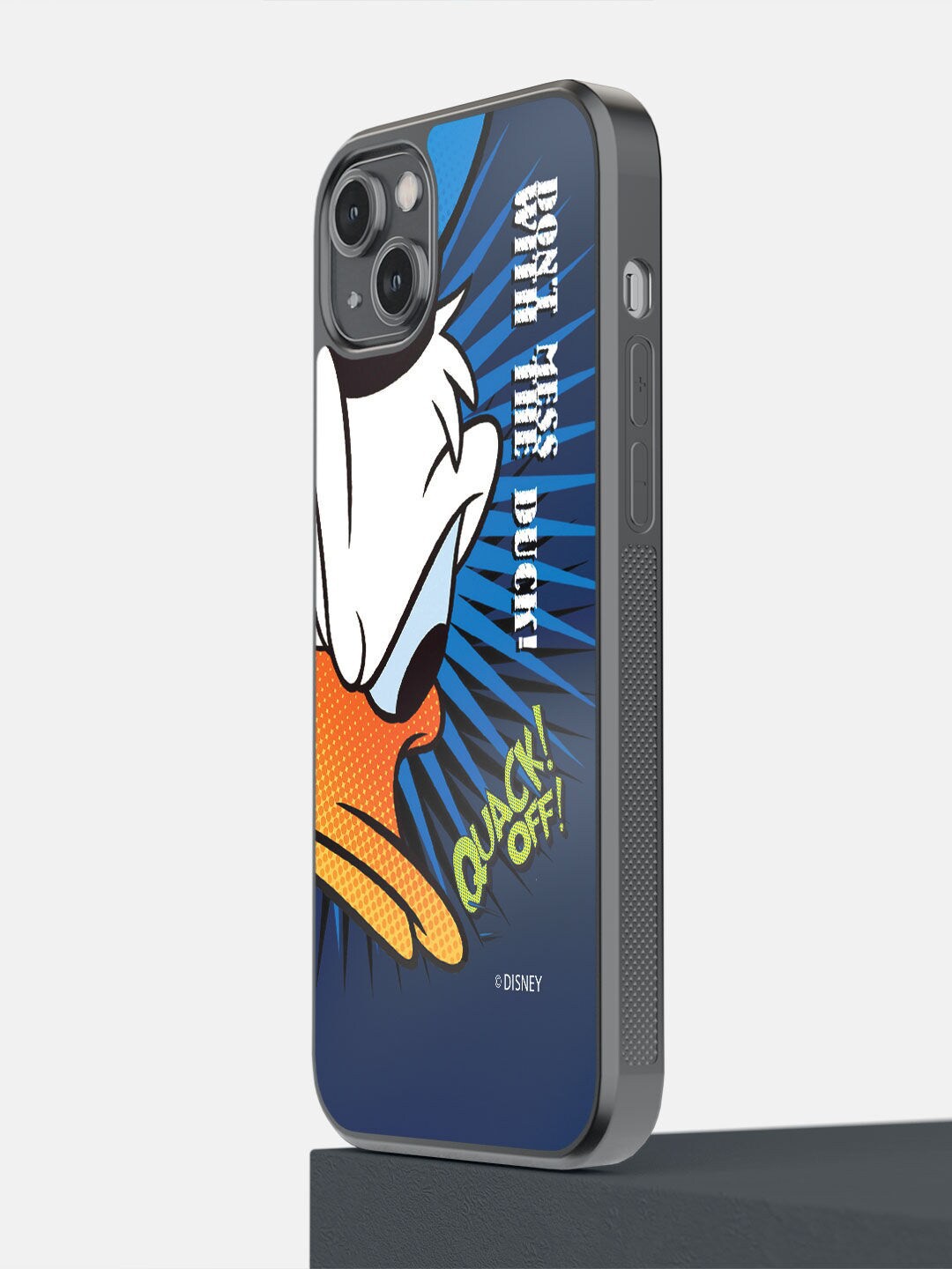 

macmerise Blue & White Donald Duck Printed iPhone 14 Plus Bumper Back Case, Black