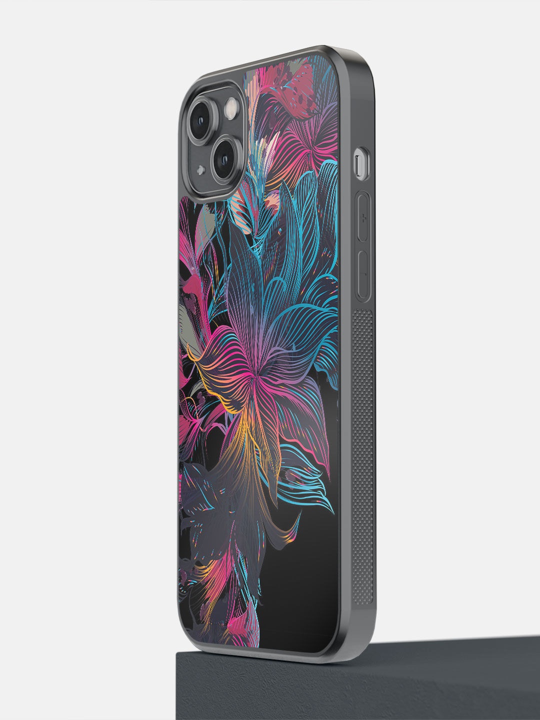 

macmerise Black & Purple Floral Printed iPhone 14 Plus Bumper Back Case