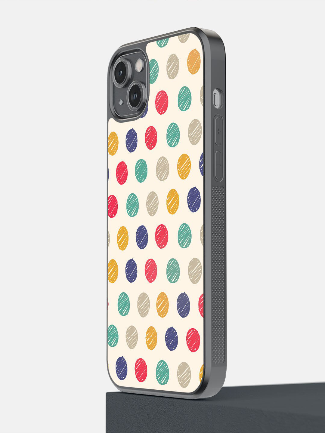 

macmerise Cream Polka Dot Scribbles iPhone 14 Plus Phone Cover