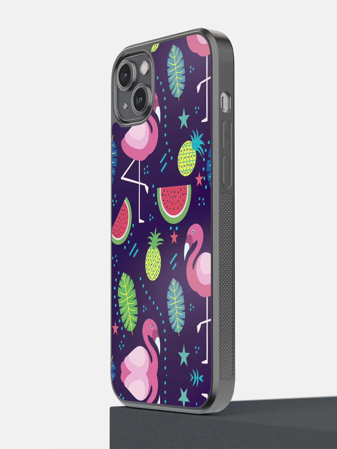 

macmerise Navy Blue Flamingo Printed iPhone 14 Plus Bumper Case