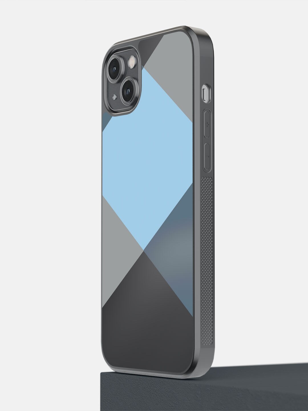 

macmerise Blue & Grey Criss Cross Printed iPhone 14 Plus Bumper Case