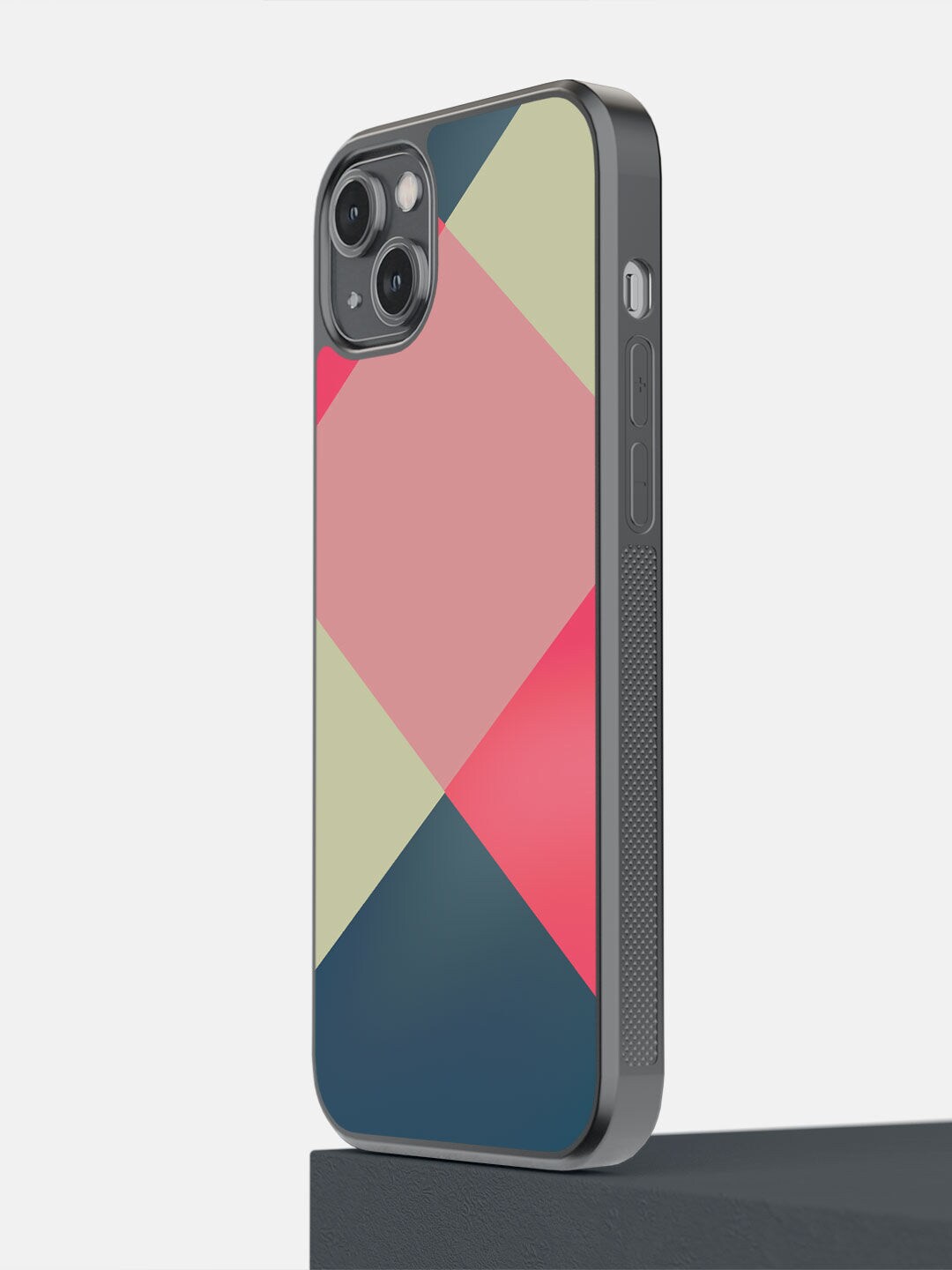 

macmerise Teal Blue & Pink Criss Cross iPhone 14 Plus Bumper Back Case