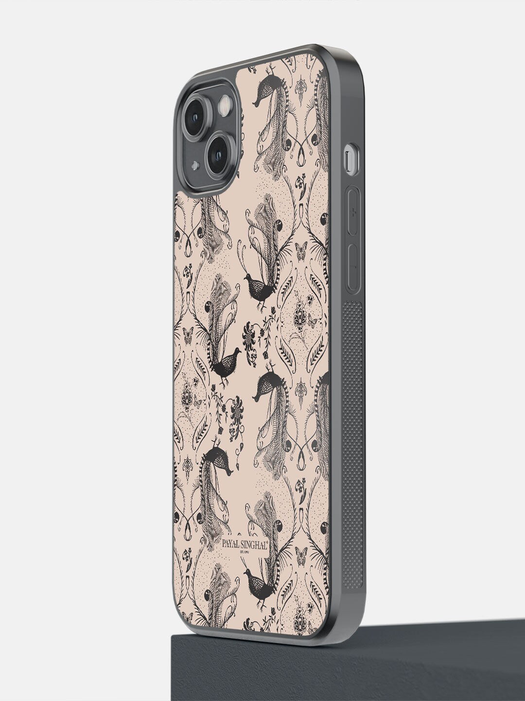 

Macmerise Black & Peach Blush Arabic Jannat Design Printed iPhone 14 Plus Bumper Phone Back Case