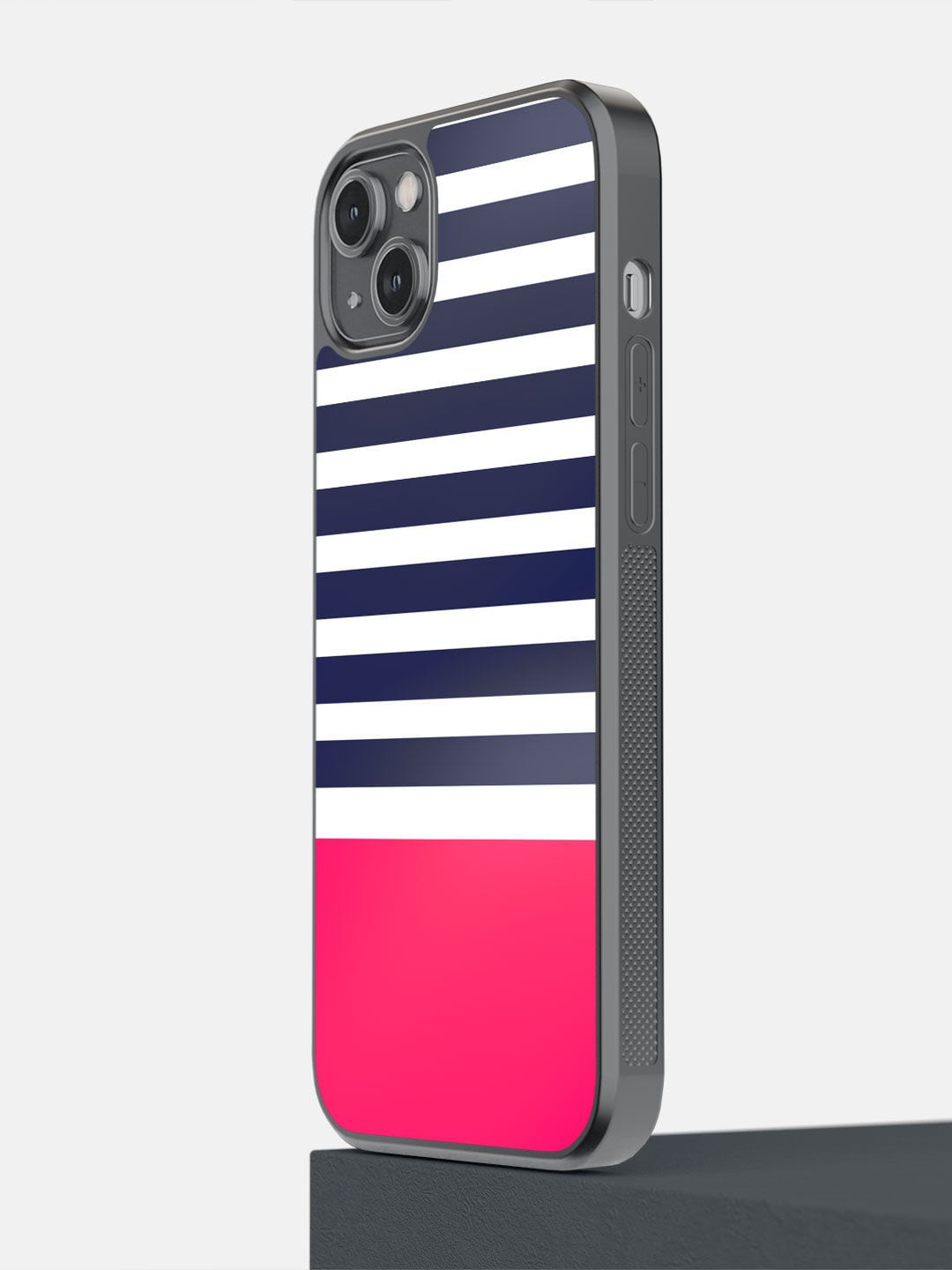 

macmerise Pink & Blue Striped iPhone 14 plus Back Cover