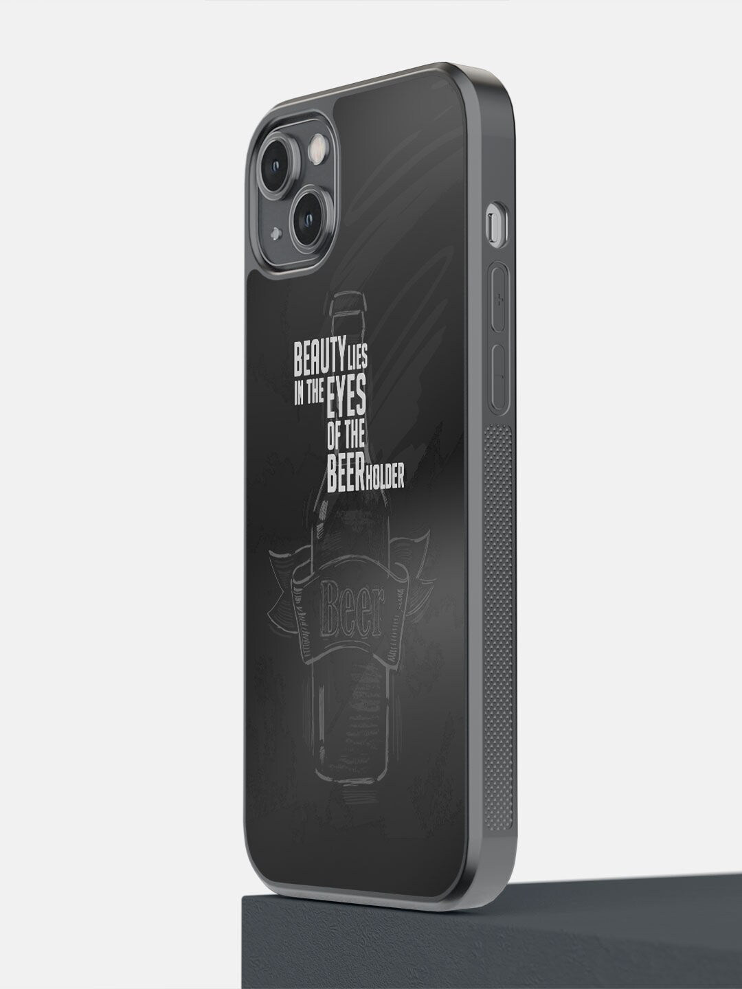 

macmerise Black Printed Beer Holder iPhone 14 Plus Phone Back Case