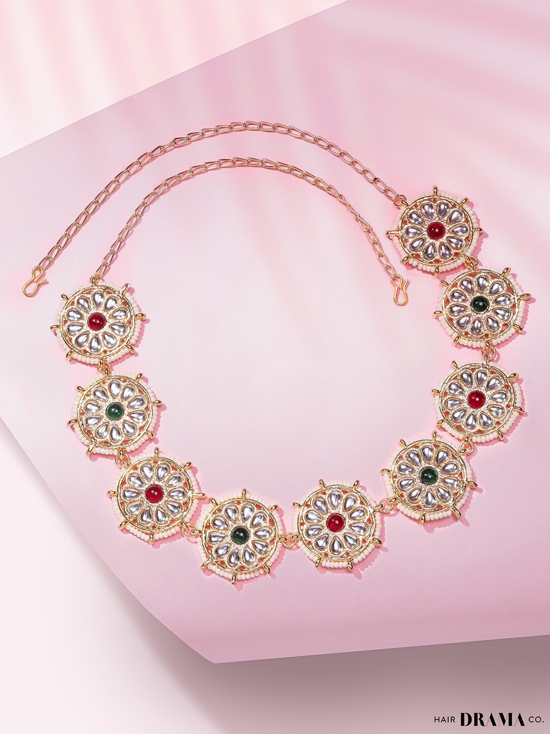 

HAIR DRAMA CO. Women White & Red Gold Plated Embellished Hairband