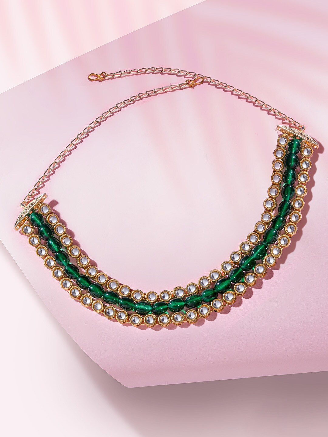 

HAIR DRAMA CO. Women Green & White Gold Plated Embellished Hairband