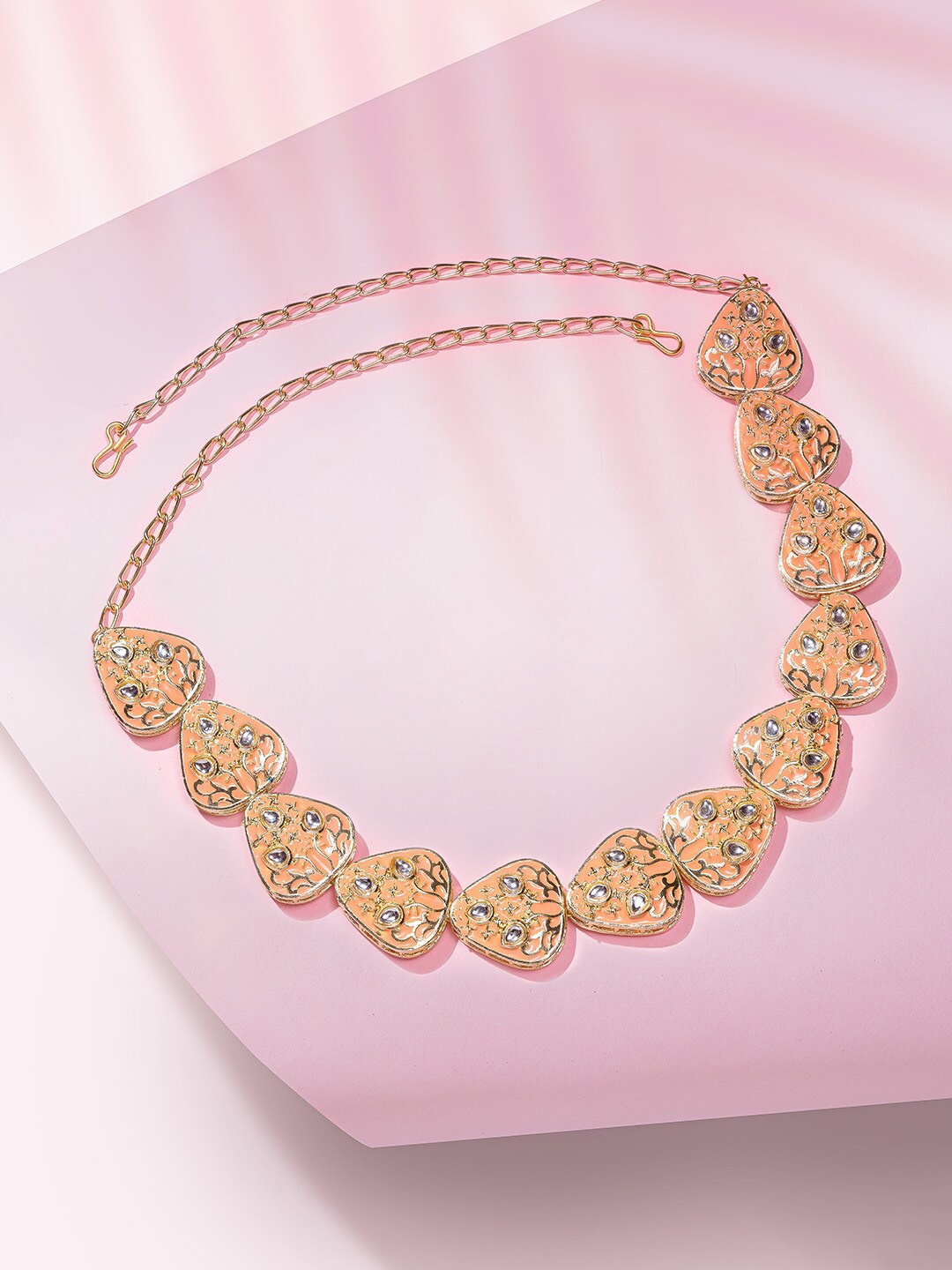 

HAIR DRAMA CO. Women Orange & White Gold Plated Embellished Hairband