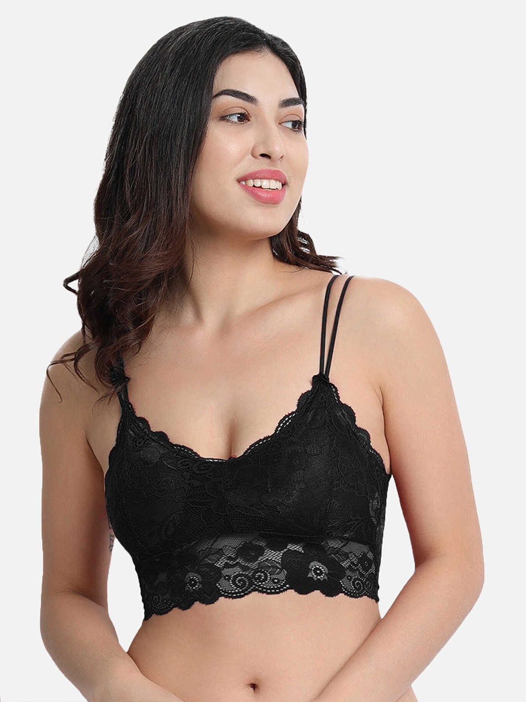 

Flenzy Black Bralette Removable Padding Bra