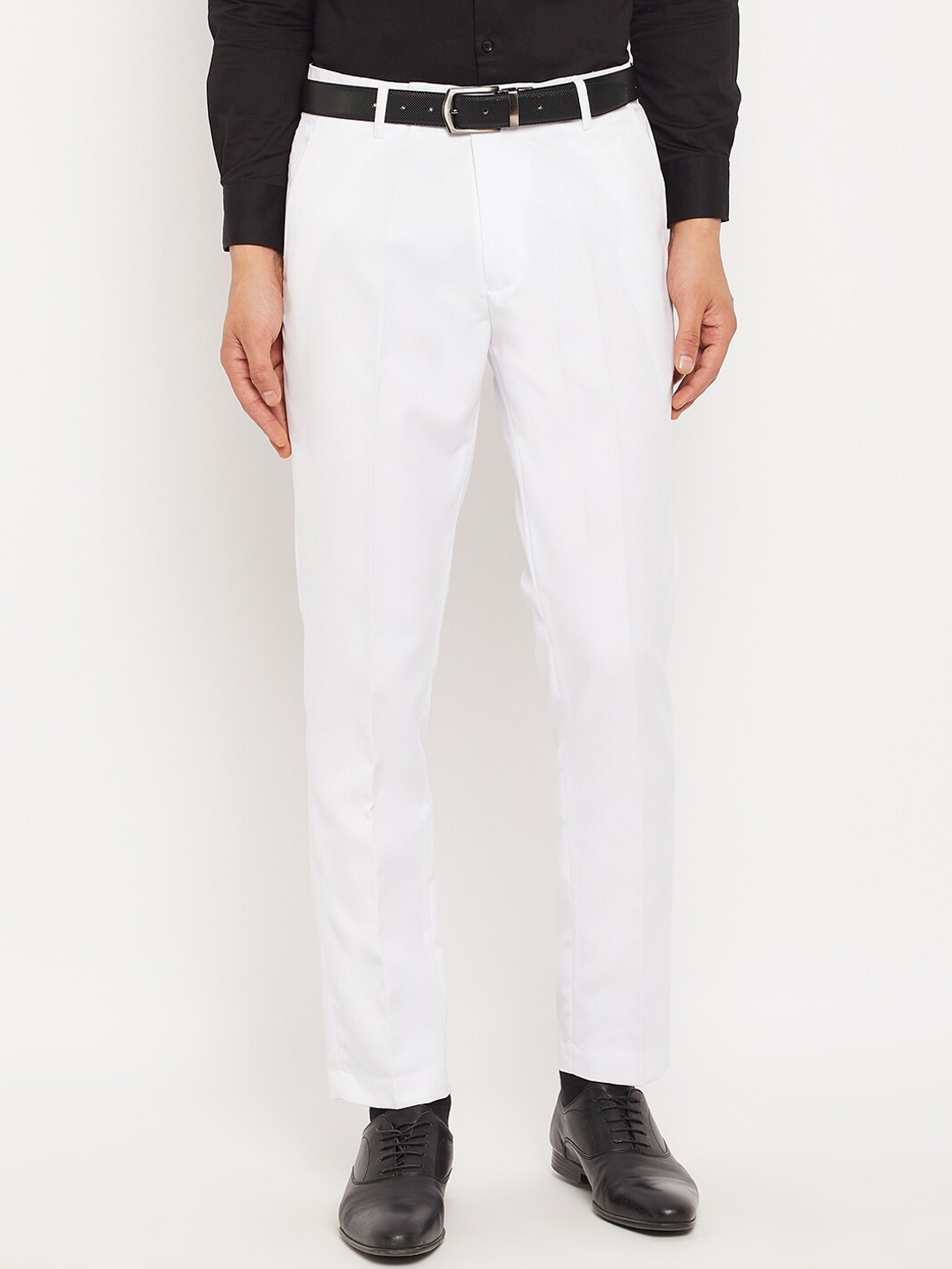 

VEI SASTRE Men White Cotton Smart Slim Fit Trousers