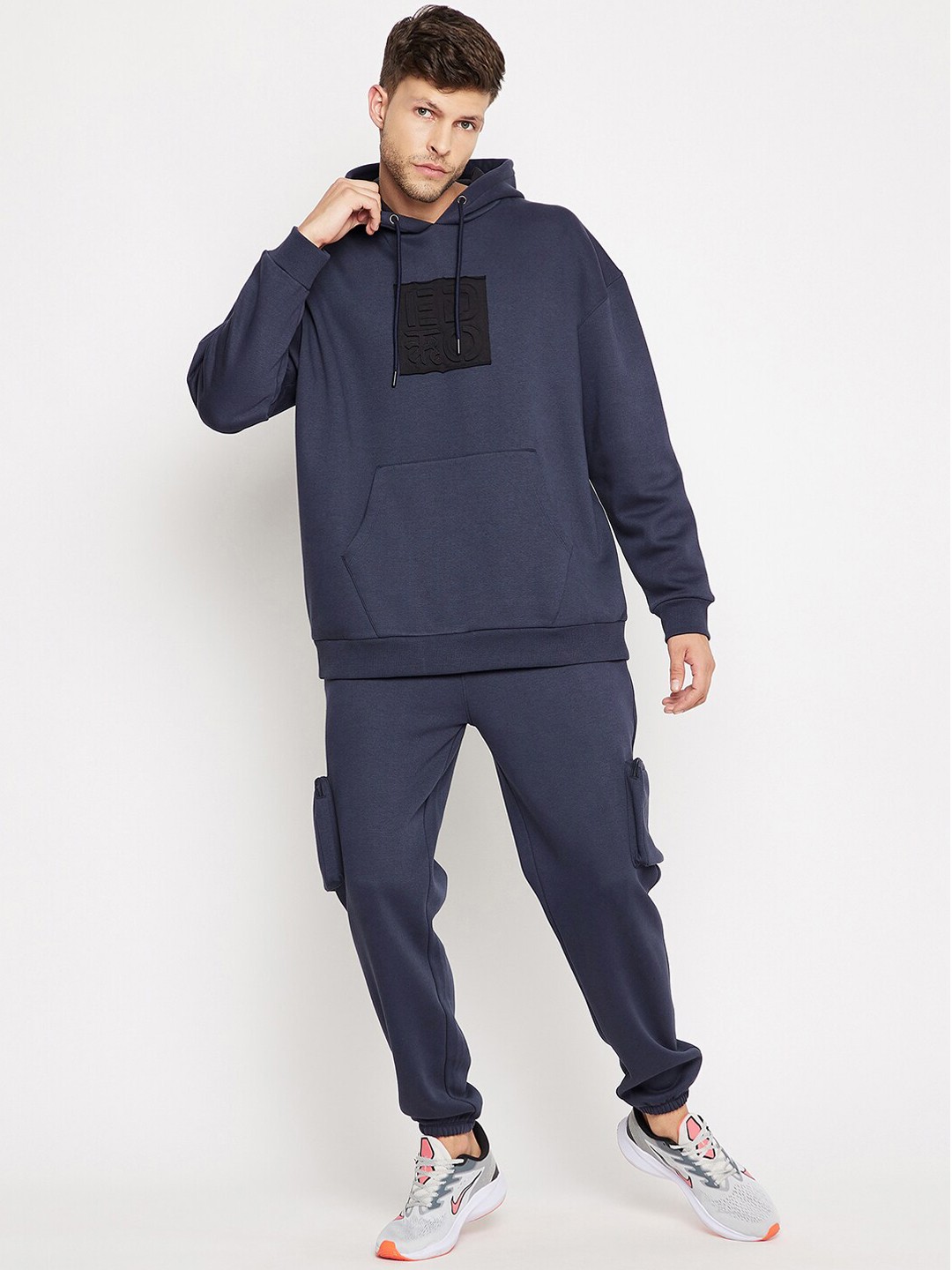 

EDRIO Men Navy Blue Solid Fleece Tracksuits