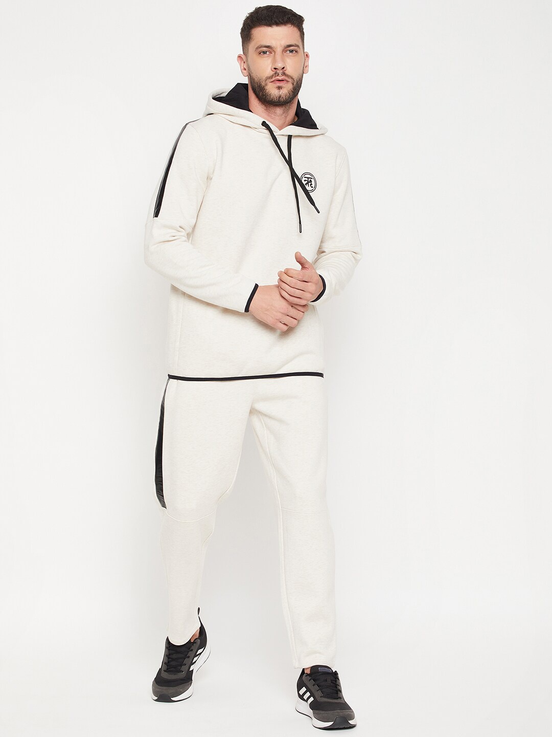 

EDRIO Men Off White Solid Fleece Tracksuits